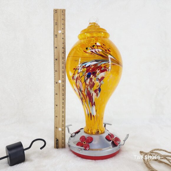 42OZ Orange Glass Hummingbird Bird Feeder Brand New - Picture 1 of 5